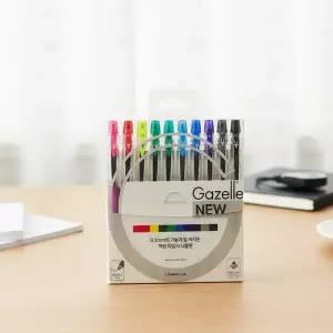 사무용 학생 가젤 단색 0.3mm 니들 볼펜 10색 세트