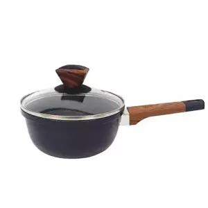 인덕션 편수 냄비 우드 스톤 18cm 주방 편수 냄비 라면 플레이트 가정용 논스틱 레인지 세라믹 할로겐