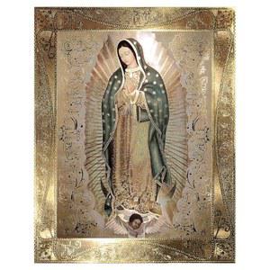 과달루페의 성모님 신체 초상화 금색 테두리 호일 각인 15 x19