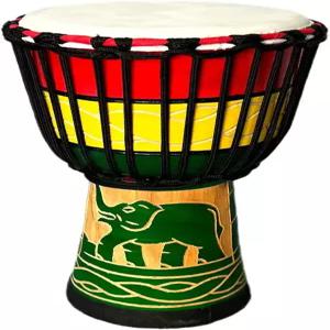 보리얌 젬베 드럼 전문 수작업 조각 염소 가죽 헤드 서아프리카 스타일 탬버린 봉고 퍼커션(그린 엘리펀트)