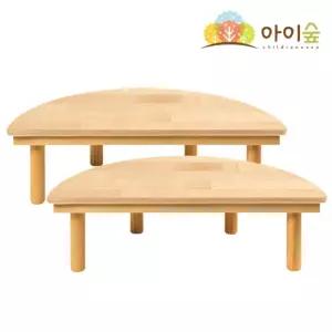 낮은 유아 원목테이블 라운드책상 2개 돌봄 주니어 공부