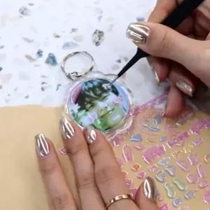 ( )투명 증사키링 포카 증명사진 키링 포카키링 꽃