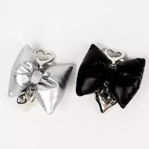 ( )백꾸 리본키링 패딩키링 리본 쿠션키링 핸드폰 실버