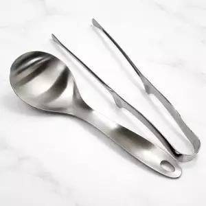 먹방용 스테인레스 대왕숟가락 집게 1세트 마라탕 국자 라면 용수저 도구