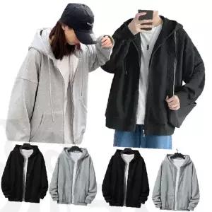 남여공용 기모 후드 집업 베이직 무지 오버핏 따뜻한 겨울 후드티