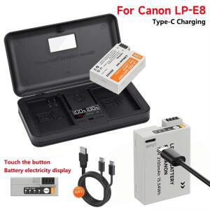 LP-E8 LP E8 배터리, Canon EOS 550D 600D 650D 700D x7i x6i x5 x4 T2i T3i T4i T5i 카메라용 C 입력 + 메