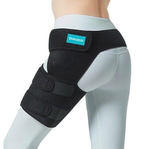 남녀용 피아코 고관절 브레이스 - 좌골 장치, 허벅지 부상을 위한 압박 지지 랩, 사타구니, 햄스트링, 부위, , 이동성 및 개선 (블랙 레프트)