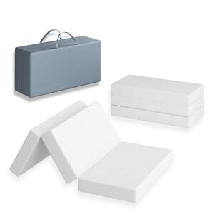 미니 트라이폴드 접이식 매트리스 3인치, 고밀도 폼 탄탄한 지지력 방수 분리 세탁 커버 휴대용 여행 야외용