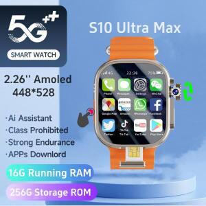 GoldenSpike S10 Ultra Max Smartwatch 5G 안드로이드 스마트 시계 2.26인치 Amoled 스크린 800W 로터리 카