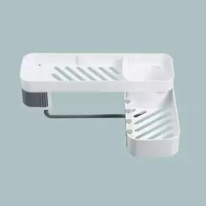 욕실용 회전 수납 선반 그레이 컬러 욕실 정리함 물품 보관함