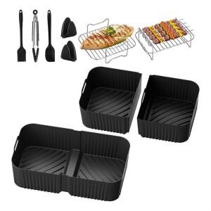 A84X닌자 DZ071호환용 10피스 실리콘 에어프라이어 라이너오일 브러시 장갑 음식 클립 스크레이퍼 그릴 매