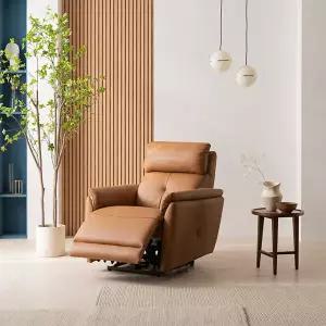 시트앤모어 카일 천연통가죽 3모터 1인 리클라이너 소파 (카멜브라운) BJ5505