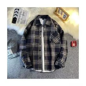 남성 체크 패턴 셔츠 겨울옷 기모 남방 커플 빅사이즈 상의 스포M4