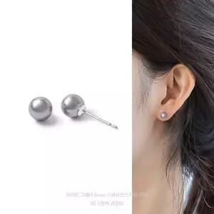 6mm 라이트그레이 오스트리아 크리스탈 제작 진주 92.5실버 귀걸이