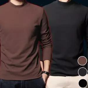 남자 목폴라 폴라티 티셔츠 기모 캐주얼 데일리 남성 반목 티셔츠 겨울 내의