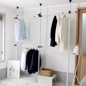 3단 행거 공간활용 조립식 드레스 기둥식 행거 옷걸이 수납 정리대 보관대 안방 옷방 의류 보관 옷장