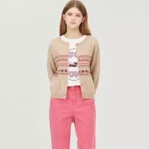 베네통 노르딕 호른 버튼 울 가디건_BAKCE3561BG