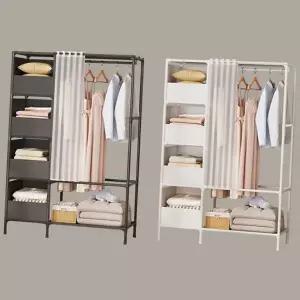 철제 스탠드 행거 무타공 다용도 옷방 드레스 룸 행거 정리 옷장 선반 정리대 의류