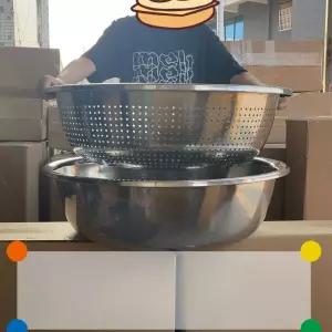 업소용 스텐 특대형 소쿠리 바스켓 식당 채반 바구니 대용량 채소 쌀 세척