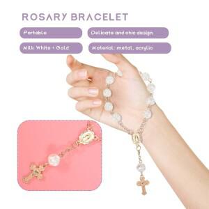 천주교 L68A20Pcs 십자가 미니 묵주와 세례 호의 아크릴 비즈 팔찌 친교 손가락 Rosarie