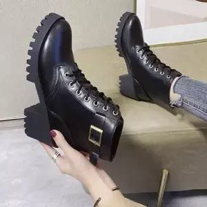 여성 통굽 워커 발목 올라오는 하이탑 레이스업 부츠 WCFD273
