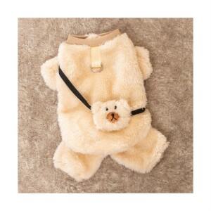 강아지옷 반려동물 곰돌이 크로스백 뽀글이 올인원