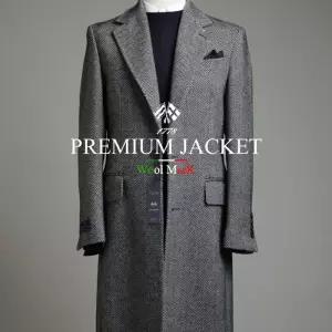 브리치 녹트 / 남자코트 클래식 싱글코트 겨울코트 울 헤링본 체크 블랙1154625