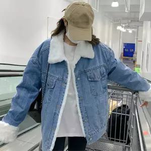 따뜻한 데님 안감 퍼 점퍼 겨울 아우터 청자켓st 점퍼