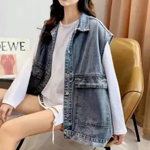 여성조끼 루즈핏 오버핏 깔끔 데님 청 데일리 베스트 조끼