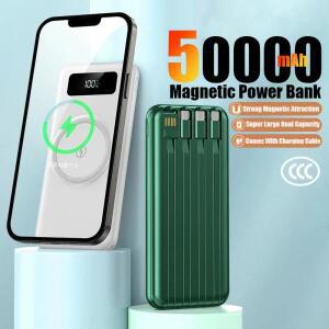 50000mAh 휴대용 고용량 자기 무선 충전 모바일 파워 - 4개의 전원 코드 포함 삼성 샤오미 아이폰에 적합