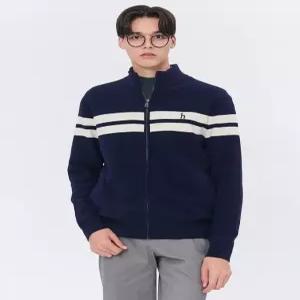 [국내백화점]  헤지스 맨 [24FW] [스테디셀러] 네이비 짜임 울혼방 집업니트 WHSW4D333N3 부드럽고 편안한