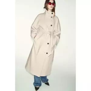 [ZARA] 자라 울 하이넥 롱 코트 - 베이지 3163287