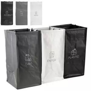 현이몰 손잡이 3단 분리수거함-대형 54L 탈부착 찍찍이 사무실분리수거 분리수거통 재활용쓰레기통