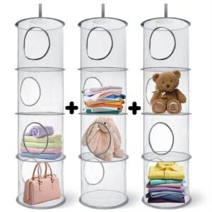 3개다층 메쉬 수납 바구니 원통형 주방/욕실/아동 방/옷장 다중이용 대용량 4단