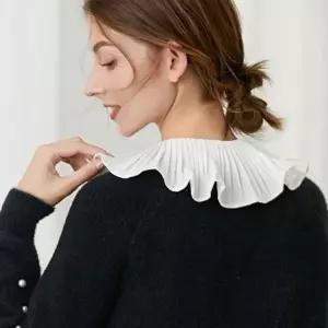 러블리 플리츠 쉬폰 넥케이프 페이크 카라 이너셔츠-WFIDRD4