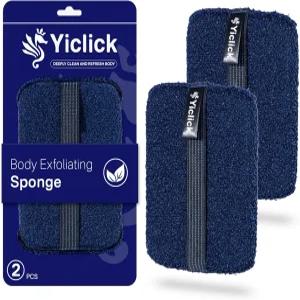 이클릭 각질 제거 바디 스크러버 샤워 제거제 (2팩) u2013 남성 여성 스펀지 손잡이가 달린 행주 바디용