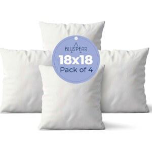 BLUSPEAR 4개 세트 18X18 흰색 저자극성 버진 중공 사용 침대용 소파와 장식용 섬유 베개 던지기 거실용 삽입물 가능 세탁기