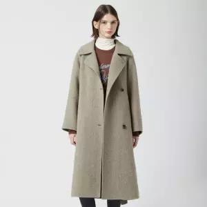 [롯데백화점]씨씨콜렉트 헤링본 벨티드 하이넥 롱 코트 C254MSG534