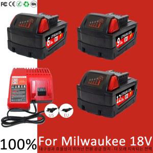 캠핑 파워뱅크 6000MAH/12000MAH FOR MILWAUKEE M18 18V REPLACEMENT M18B5 XC LI ION BATTERY 48 11 1815 2604 20 1850 CHARGER
