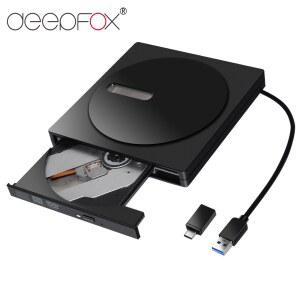 cd 리더기 롬 외장 Deepfox USB 3.1 유형 C/USB3.0 외부 DVD RW 광학 드라이브 버너 시거잭 노트북 용 슈퍼