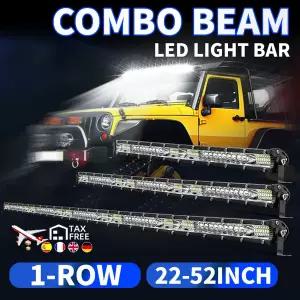 CO 라이트 52인치 슬림 LED 라이트 바 싱글 로우 콤보 빔 바라 LED 60000LM SUV 4X4 오프로드 등 12V 24V