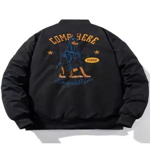 야구잠바 가죽점퍼 겨울 기모 캐주얼 PU가죽 방한 듀빈자수 항공점퍼