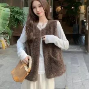 [하프클럽/]여성 겨울 레이어드 뽀글이 양털 루즈핏 베스트 조끼