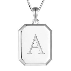 YL 이니셜 목걸이 925 스털링 실버 스퀘어 / 라운드 하트 레터 펜던트 여성용 A-Z 알파벳 광택 주얼리 | 펜던트, 있음