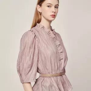 매장정품 JIGOTT 지고트 여성러플넥 스트링 웨이스트 블라우스 JR8A0BL369 1028024