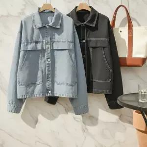 |CDJ6C62|여성 루즈핏 포켓 디테일 면혼합 간절기 청자켓