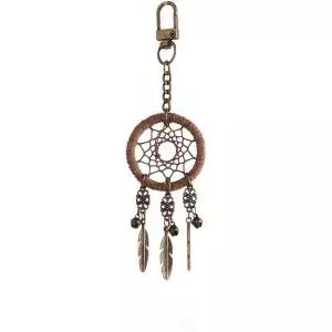 미아모르 레트로 스타일 작은 갈색 드림 캐처 열쇠고리 벨 지갑 백팩 또는 가방 걸이 장식 액세서리