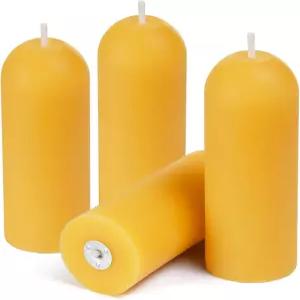AGLARY 작은 기둥 양초 4팩 - 10시간 길이의 100 천연 밀랍 일상적인 사용 가정 및 여행 정전 클래식