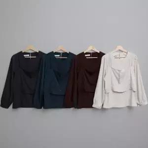 여성 가을 하객 패션 빅사이즈 단추 뷔스티에 블라우스