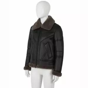 BUCKAROO 무스탕 빈티지 스웨이드 하이넥 다크 브라운